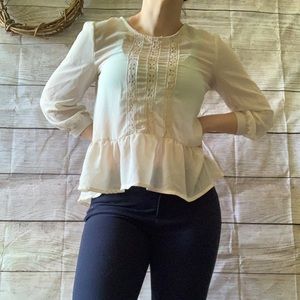 3/$10 deal! Monteau blouse Prairie cottage boho style small